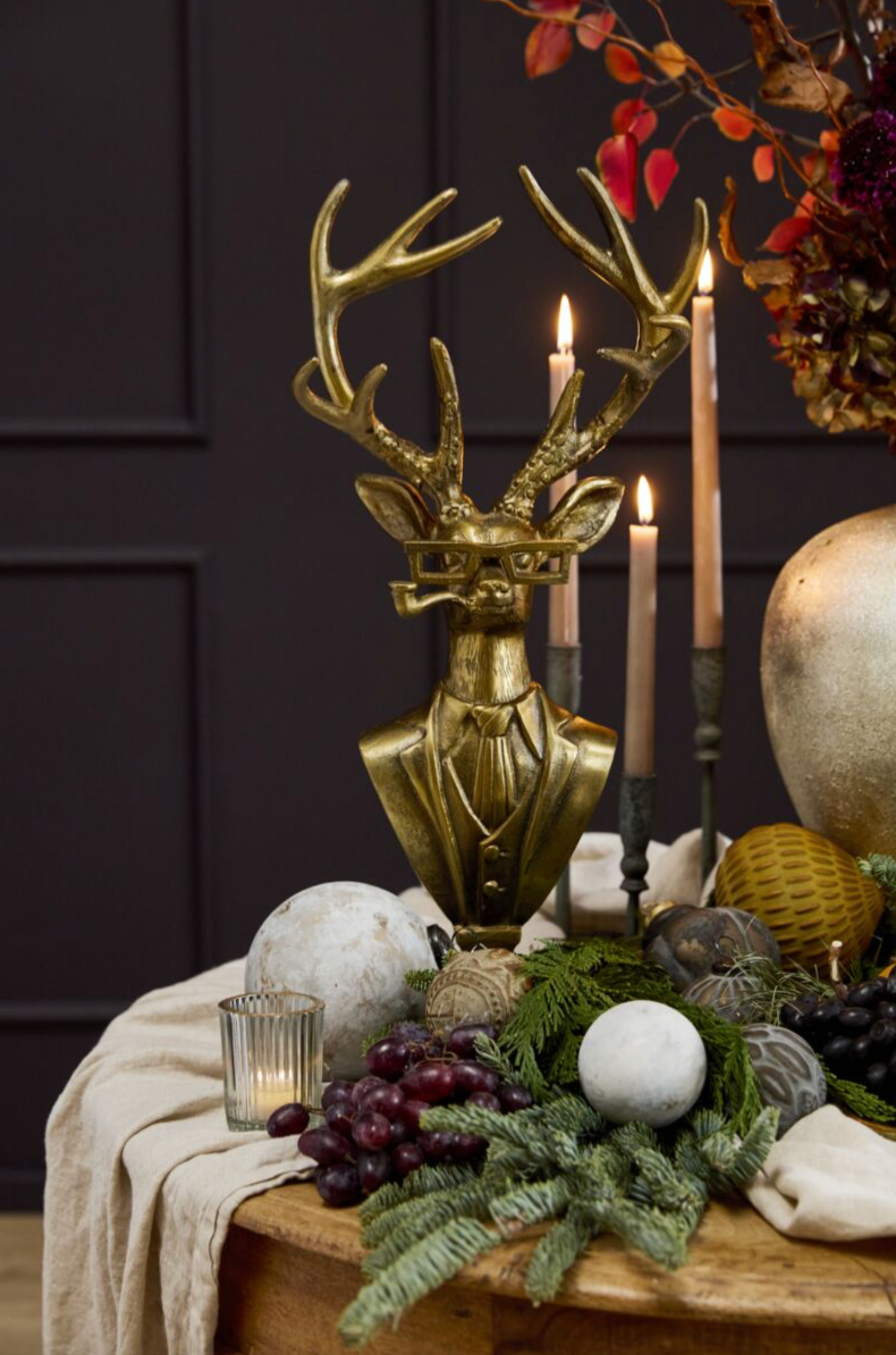 Eric and Eloise Collection - Frankie the Smoking Stag Bronze Bust Table Mantel Decor