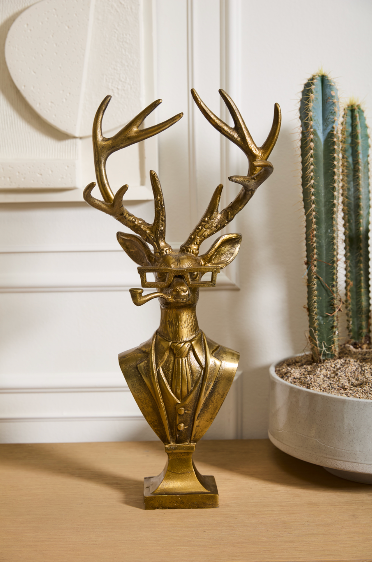 Eric and Eloise Collection - Frankie the Smoking Stag Bronze Bust Table Mantel Decor