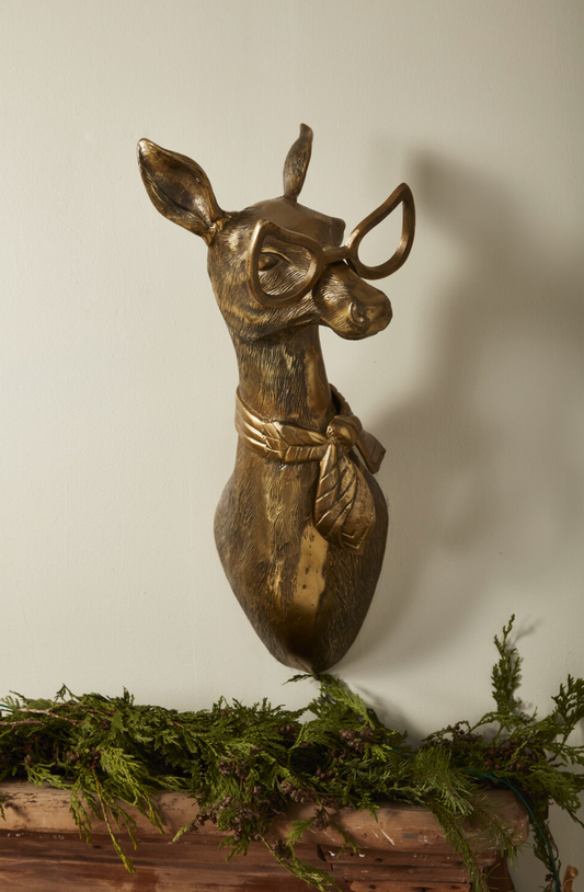 Eric and Eloise Collection - Margie the Doe with Glasses Bronze Hanging Wall Mount