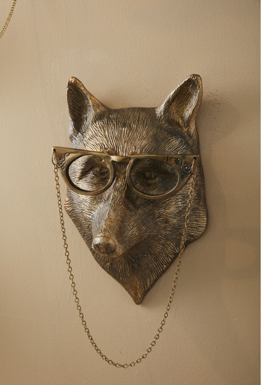 Eric and Eloise Collection - Eloise the Lady Fox with Glasses Bronze Hanging Wall Mount